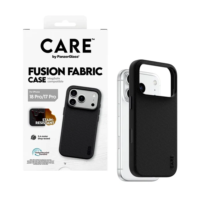 PanzerGlass CARE™ Fusion Fabric Case con MagSafe para iPhone 18 Pro y 17 Pro - Negro