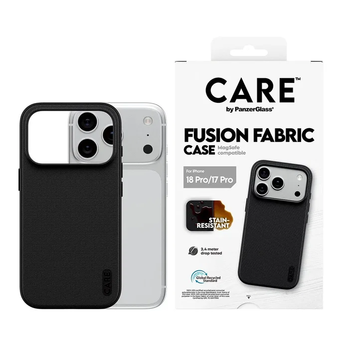 PanzerGlass CARE™ Fusion Fabric Case con MagSafe para iPhone 18 Pro y 17 Pro - Negro