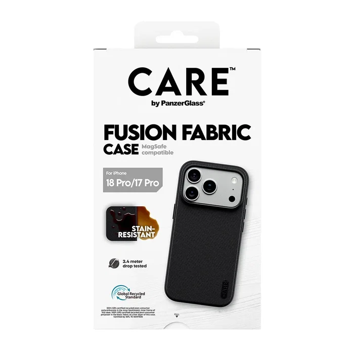 PanzerGlass CARE™ Fusion Fabric Case con MagSafe para iPhone 18 Pro y 17 Pro - Negro