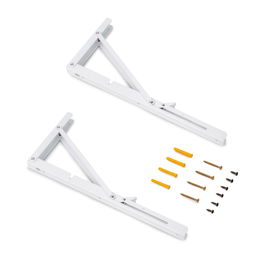 Emuca Juego de soportes plegables para estante, longitud 403mm, Acero, Pintado blanco