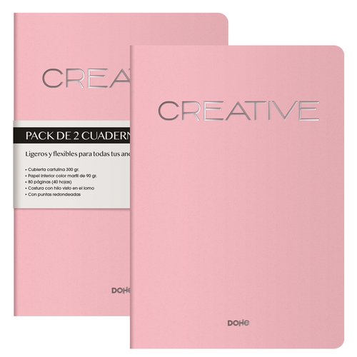 Cuaderno Dohe Creative A4 40H 90Gr. Liso Rosa Pack De 2 Cuaderno Dohe Creative A4 40H 90Gr. Liso Rosa Pack De 2