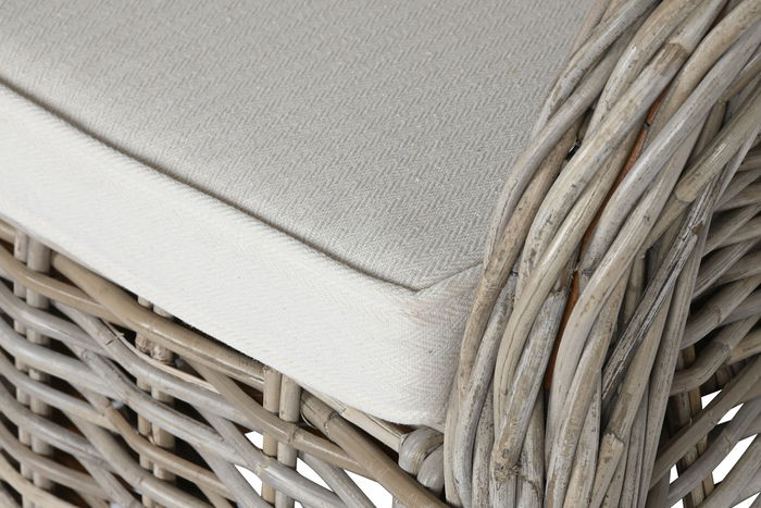 DKD Home Decor Sillon Indonesia 1c24 Gris Claro Crudo Ratan con Cojin 70 x 88 x 62 cm