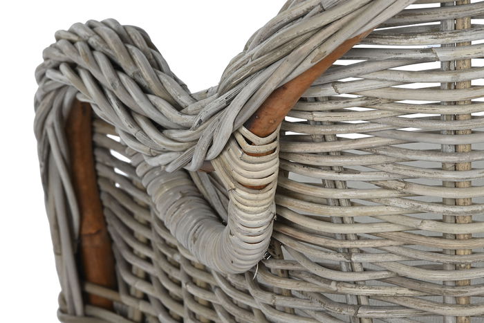 DKD Home Decor Sillon Indonesia 1c24 Gris Claro Crudo Ratan con Cojin 70 x 88 x 62 cm