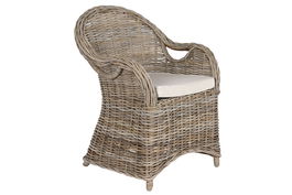 DKD Home Decor Sillon Indonesia 1c24 Gris Claro Crudo Ratan con Cojin 70 x 88 x 62 cm