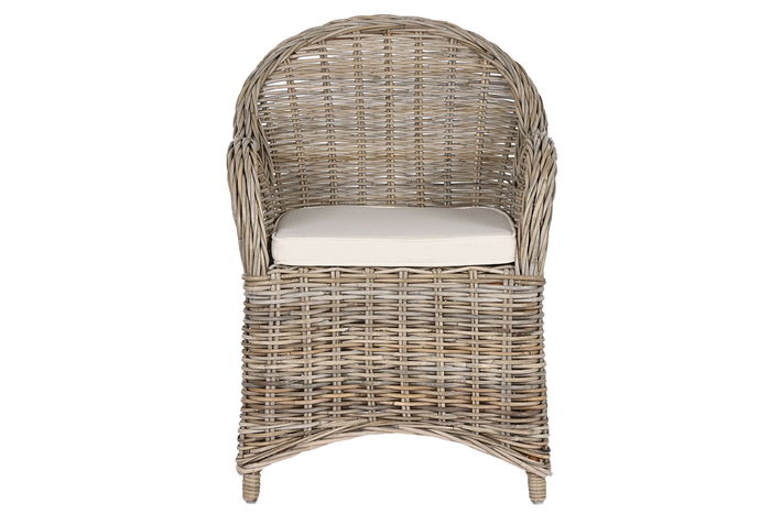 DKD Home Decor Sillon Indonesia 1c24 Gris Claro Crudo Ratan con Cojin 70 x 88 x 62 cm