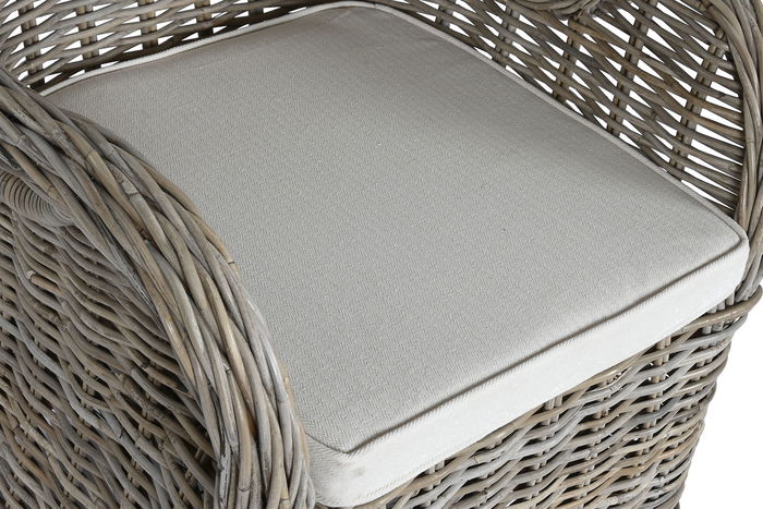 DKD Home Decor Sillon Indonesia 1c24 Gris Claro Crudo Ratan con Cojin 70 x 88 x 62 cm