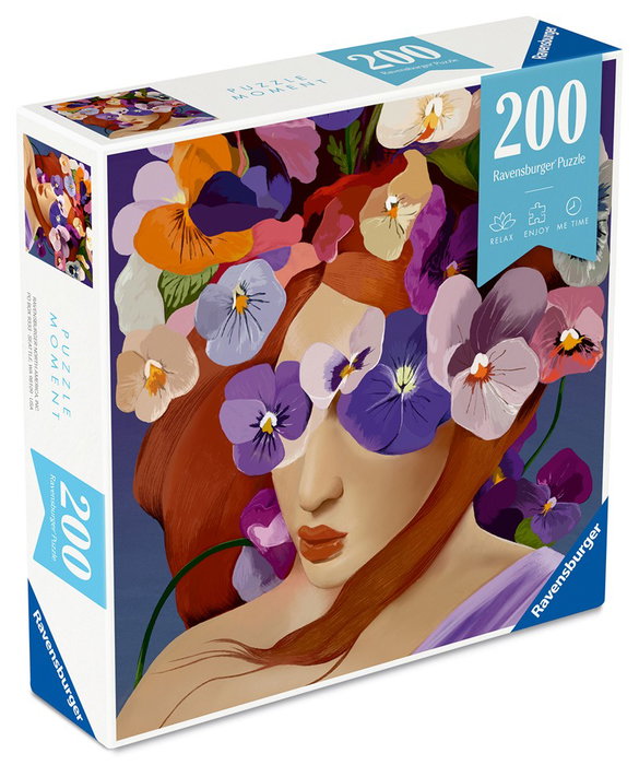 Ravensburger Puzzle Moment 200 Piezas Violeta - Puzzle Artístico con Motivos Florales y Retrato, Colección Puzzle Moment para Relajación Ravensburger Puzzle Moment 200 Piezas Violeta - Puzzle Artístico con Motivos Florales y Retrato, Colección Puzzle Moment para Relajación