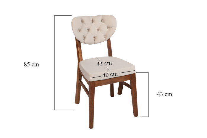 Hanah Home Juego de Sillas 760 V2 (2 Piezas) - Madera y Terciopelo, Nogal y Beige
