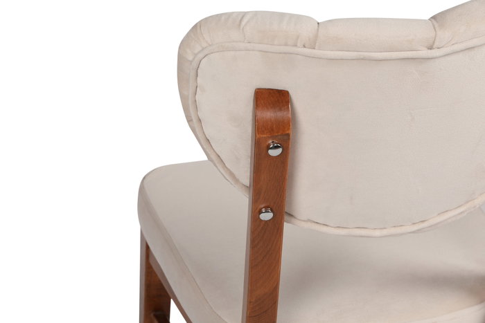 Hanah Home Juego de Sillas 760 V2 (2 Piezas) - Madera y Terciopelo, Nogal y Beige