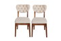 Hanah Home Juego de Sillas 760 V2 (2 Piezas) - Madera y Terciopelo, Nogal y Beige