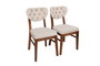 Hanah Home Juego de Sillas 760 V2 (2 Piezas) - Madera y Terciopelo, Nogal y Beige