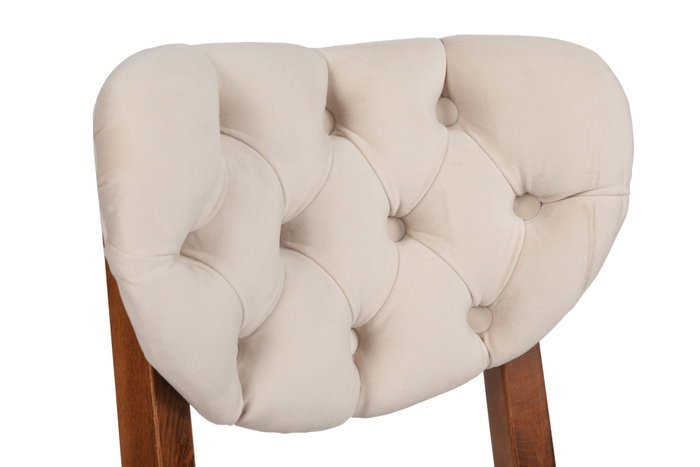 Hanah Home Juego de Sillas 760 V2 (2 Piezas) - Madera y Terciopelo, Nogal y Beige