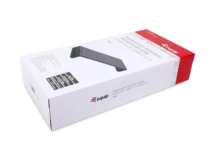 Equip Soporte para Monitor 650883 - Escritorio, 1 Pantalla hasta 25 kg, Negro, con USB 3.2 Gen 1 y Cajón