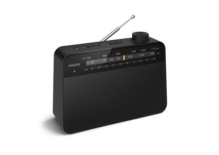 Philips TAR2509/10 Radio Portátil Analógica con Sintonía AM/FM, Pantalla Analógica, Salida para Auriculares 3.5 mm y Color Negro