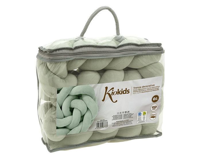 KioKids Trenza Decorativa Verde para Cuna Barrera Acolchada Bebé +0 Meses Poliéster y Spandex