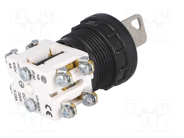PROMET Interruptor Rotativo con Llave 30mm Rojo