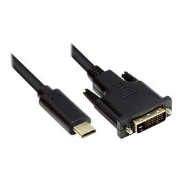 GoodConnections Adapterkabel USB-C a DVI-D Macho 2m Negro - Resolución 1080p - Compatible con MacBook, Samsung Galaxy, Dell XPS, Surface Book