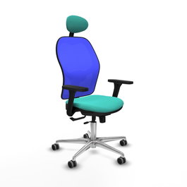 PIQUERAS Y CRESPO Silla de oficina Jorquera con mecanismo Sincro/Traslack, Azul y Turquesa