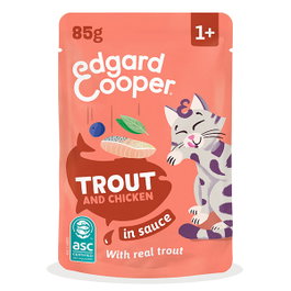 EDGARCOOPERVET EC Feline Adult Trocitos en Salsa Trucha y Pollo 12x85g