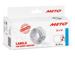 Meto Etiquetas Marcaprecios 32x19 mm Color Blanco Lisa Adhesivo Removible Rollo de 1000 unidades