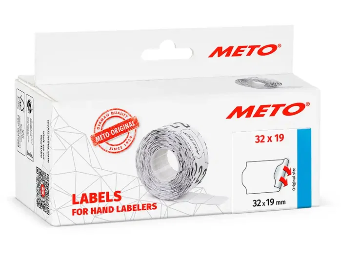 Meto Etiquetas onduladas 32x19 mm blancas lisas con adhesivo removible Meto Etiquetas onduladas 32x19 mm blancas lisas con adhesivo removible