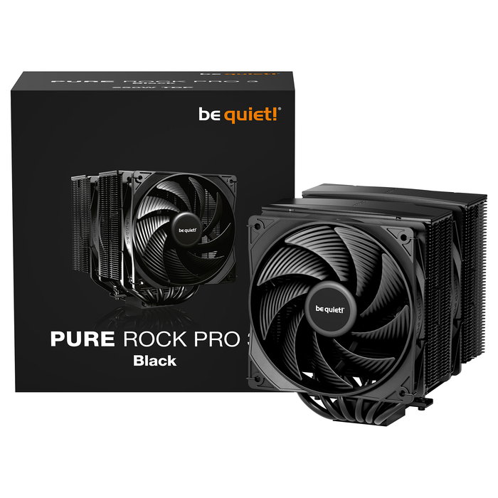 Be Quiet! PURE ROCK PRO 3 Black Refrigerador de aire doble ventilador para procesador, 2000 RPM, 250W TDP, Negro