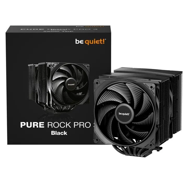 Be Quiet! PURE ROCK PRO 3 Black Refrigerador de aire doble ventilador para procesador, 2000 RPM, 250W TDP, Negro