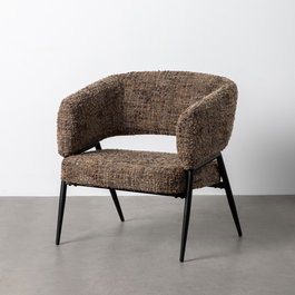 Sillón Jaspeado Marrón Tejido-Metal 71 X 70 X 75 cm (Set de 2)