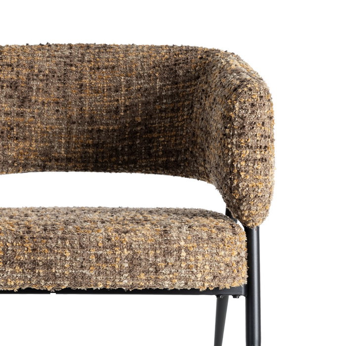 Sillón Jaspeado Marrón Tejido-Metal 71 X 70 X 75 cm (Set de 2)