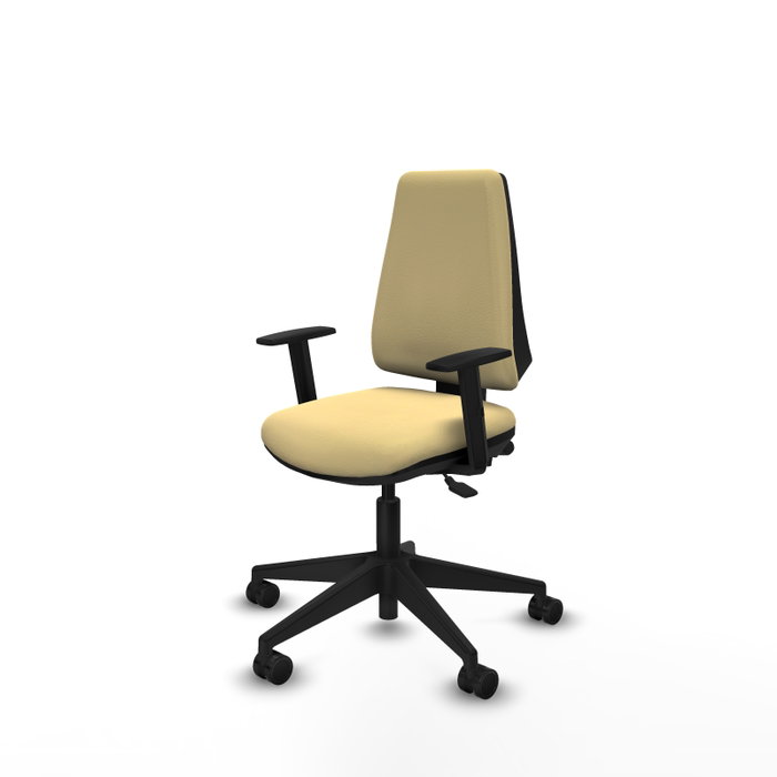 PIQUERAS Y CRESPO Silla de oficina Elche, Similpiel Crema, Mecanismo Asincro, Brazos 1D, Base Negra
