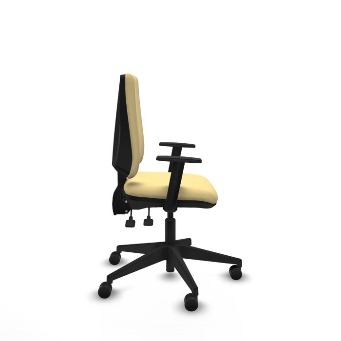 PIQUERAS Y CRESPO Silla de oficina Elche, Similpiel Crema, Mecanismo Asincro, Brazos 1D, Base Negra