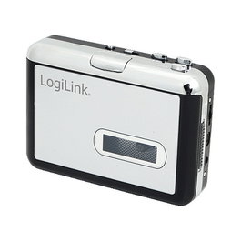 LogiLink UA0156 Cassette Player USB Capture - Rango de frecuencia 100-20000 Hz, 3.5 mm, Negro y Plata, 2 baterías AA, 170 g