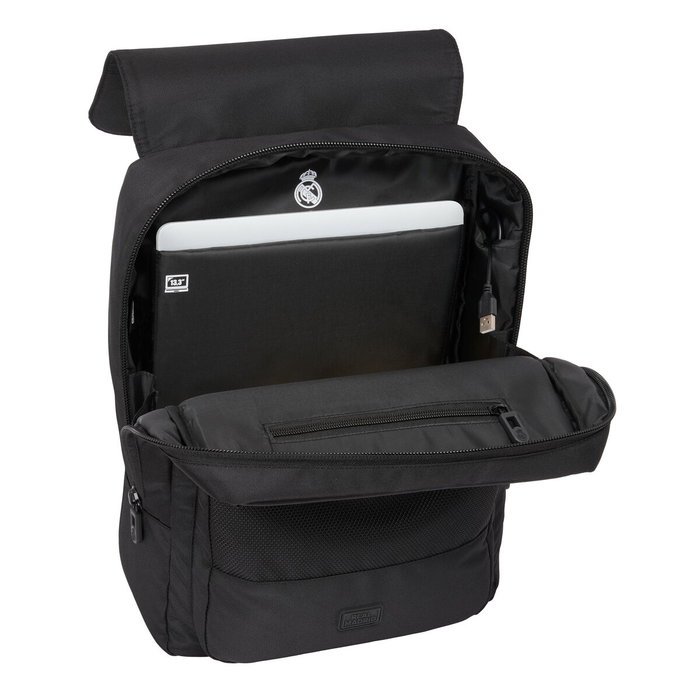 Safta Mochila Premium Real Madrid con Solapa para Portátil de 13,3'' y USB