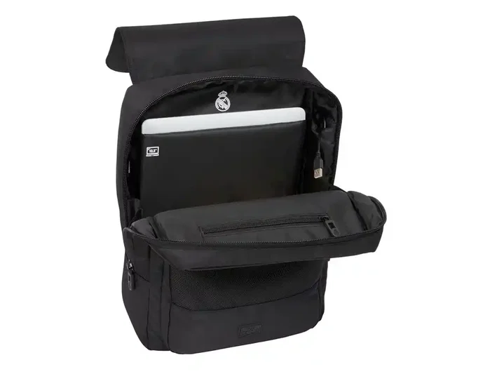 Safta Mochila Premium Real Madrid con Solapa para Portátil de 13,3'' y USB