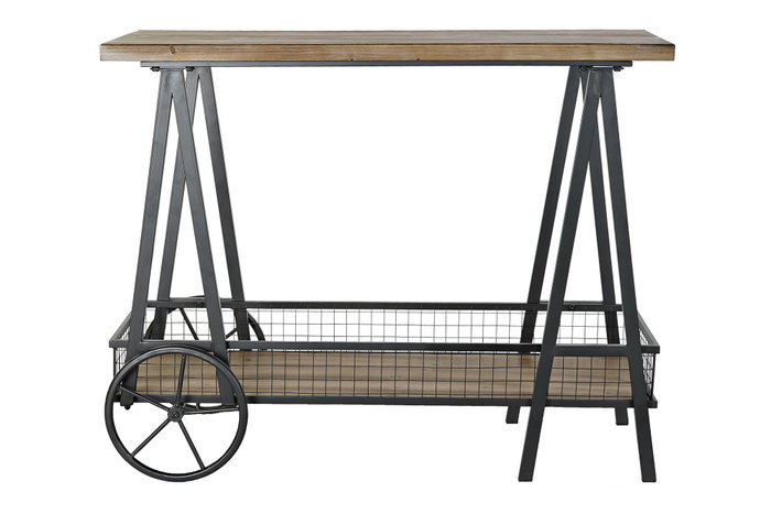 DKD Home Decor Consola Vintage Natural Negro 45 x 81 x 100 cm