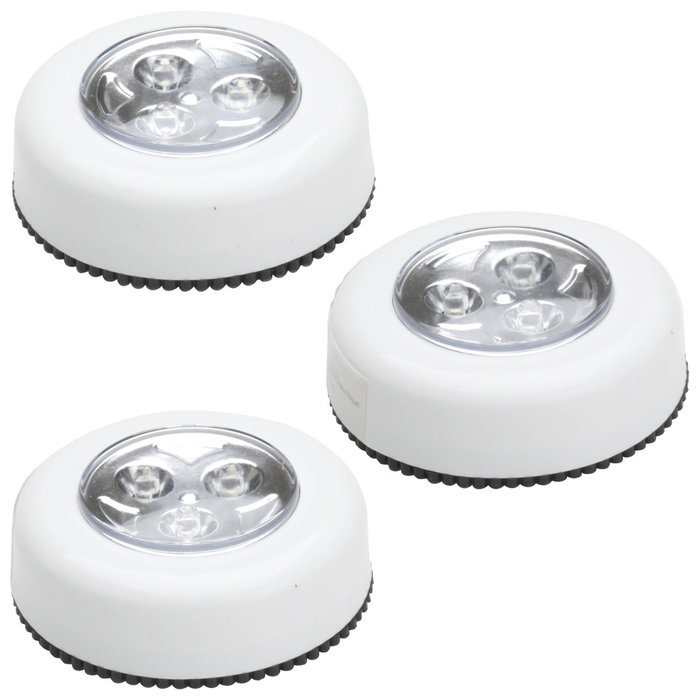 Je cherche une Idee Juego 3 Lámpara LED Presión Sin Cables Adhesivo Blanco 7cm