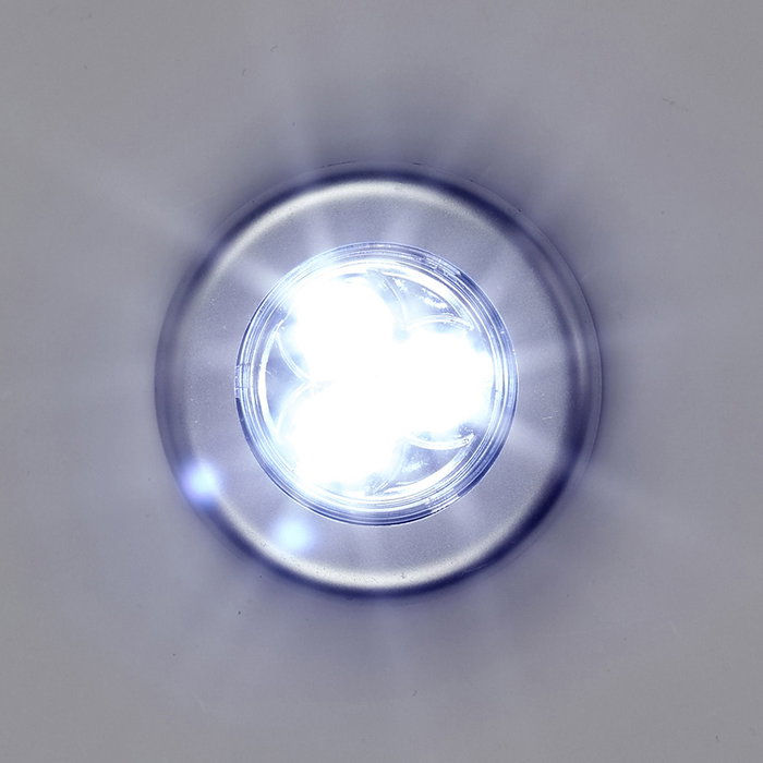 Je cherche une Idee Juego 3 Lámpara LED Presión Sin Cables Adhesivo Blanco 7cm