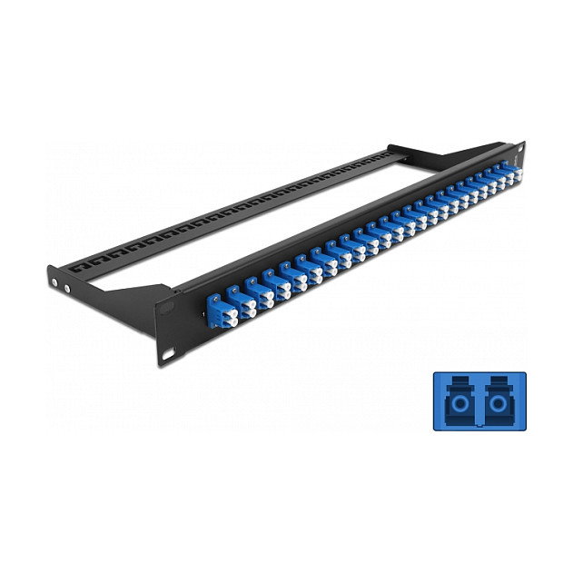 DeLOCK Panel de parches de fibra 19 pulg 24 puertos LC Duplex azul DeLOCK Panel de parches de fibra 19 pulg 24 puertos LC Duplex azul