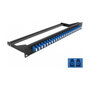 DeLOCK Panel de parches de fibra 19″ 24 puertos LC Duplex azul, 1U, Negro/Azul