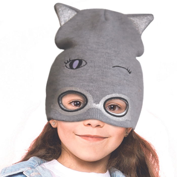 Sensly Gorro Infantil Superhéroe-Gato con Antifaz Talla Única El borde al desdoblarse se convierte en antifaz