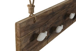 DKD Home Decor Perchero Antique de Madera Paulownia, Color Natural o Blanco, 78.5 x 18 x 6.5 cm (Pack de 2 Unidades)