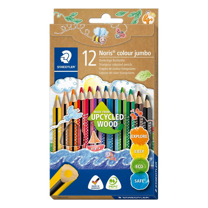 STAEDTLER Noris Club Triplus Jumbo Lápices de Colores, Estuche de 12 unidades