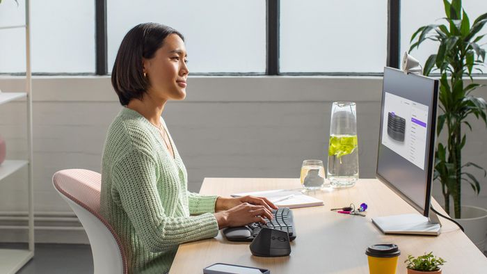 Logitech Teclado Ergonómico Inalámbrico Wave Keys con Reposamuñecas Acolchado