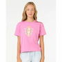 Camiseta de Manga Corta Infantil Rip Curl Island Surf Crop Rosa
