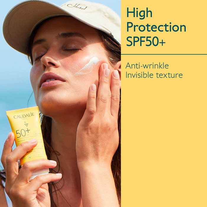 Caudalie Vinosun Crema Protector Solar Facial SPF50+ Alta Protección UVA/UVB Antiarrugas Vegano 50 ml