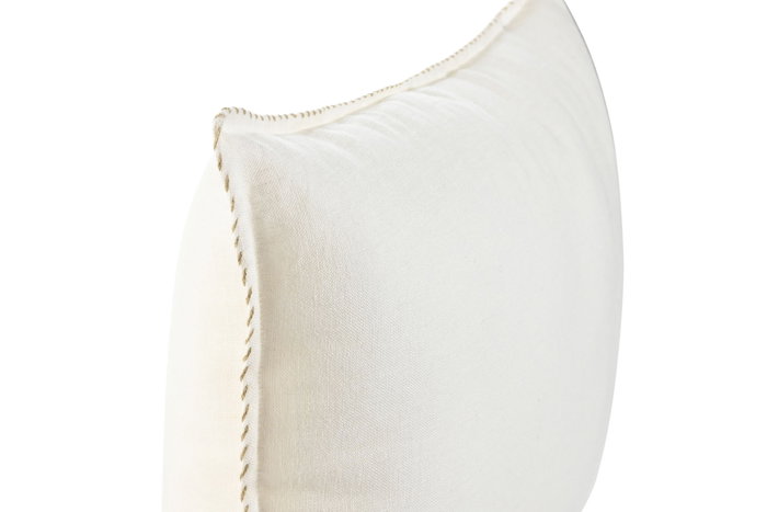 DKD Home Decor India lino 1c25 Cojin Tradicional Blanco Roto 8 x 40 x 60 cm (2 Unidades)