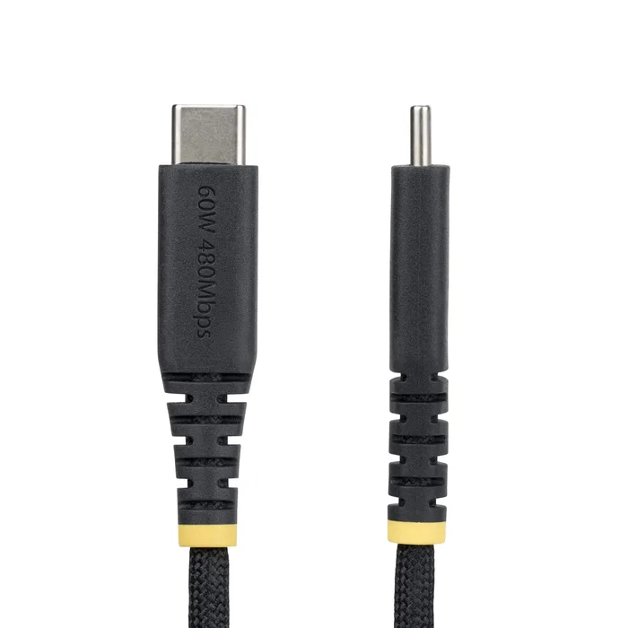 StarTech.com USB2CC3MNCBR Cable USB-C a USB-C de 3 metros para Carga Rápida PD 60W / 3A, Nylon Trenzado, Transferencia USB 2.0, Color Negro