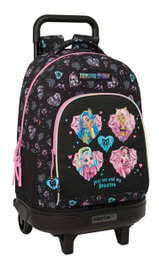 Safta Mochila grande con ruedas compacta extraíble Monster High 33x45x22 cm