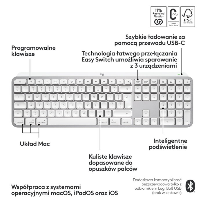 Logitech MX Keys S for Mac Teclado Inalámbrico Gris