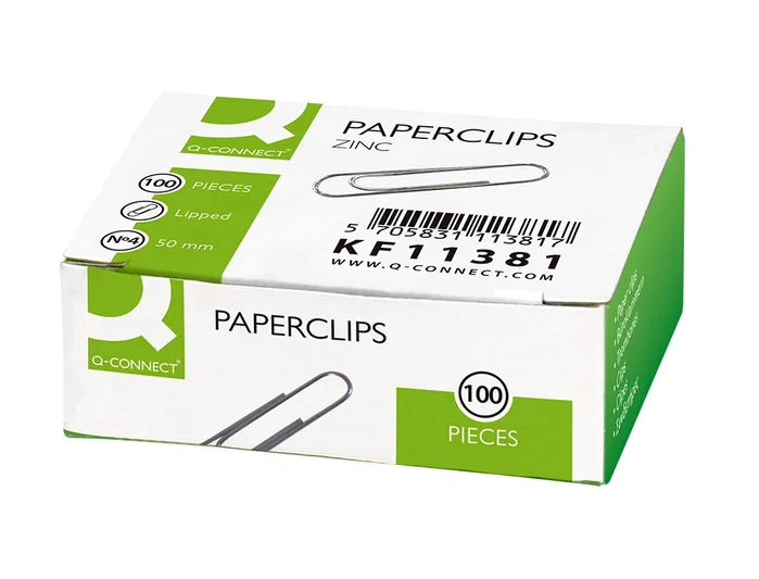 Q-connect Clips de zinc de 50 mm con 4 labiados, caja de 100 unidades Q-connect Clips de zinc de 50 mm con 4 labiados, caja de 100 unidades